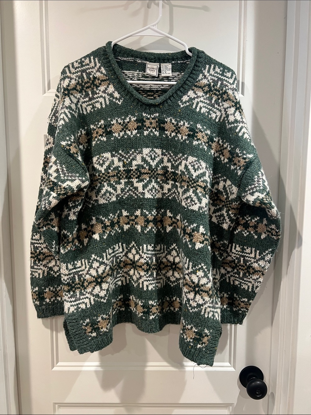 Women's Green Fair Isle V-Neck Sweater